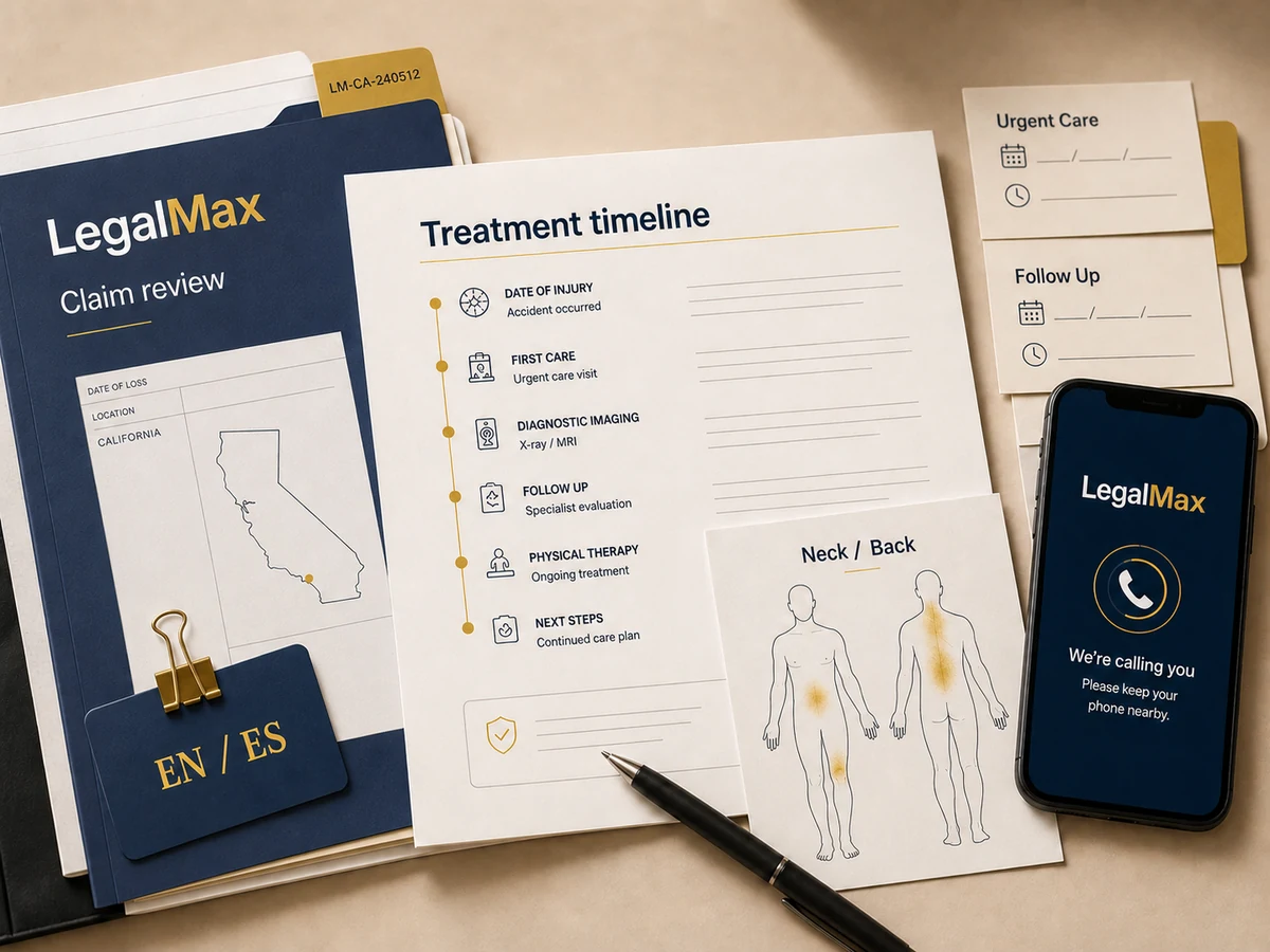LegalMax treatment timeline and injury documentation